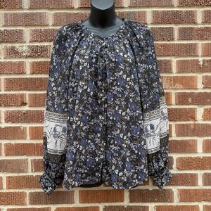 Antonio Melani NWT Cecilia Blouse Woven Balloon Sleeve Iris Floral Size M